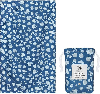 Dock & Bay Pet Towel - Super Absorbent & Quick Drying Dog Towels with Bag - 100% Recycled - K9 Camo, Large (120x70cm, 47x27)