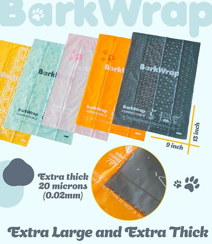 Biodegradable Compostable Dog Poop Bags Rolls – 240 Raspberry Scented Bag Extra Thick Plant Based Leak-Proof Dog Waste Bags, Easy Open, Certified Home Compostable Earth Friendly 10% To Charity