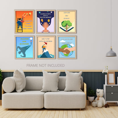 KDMAZH 6pc Set Inspirational and Motivational Posters,High School Classrooms Décor,Teacher Posters for Elementary Classroom Décor，Diversity Decorations for Classroom Posters，8×10Inch，Unframed