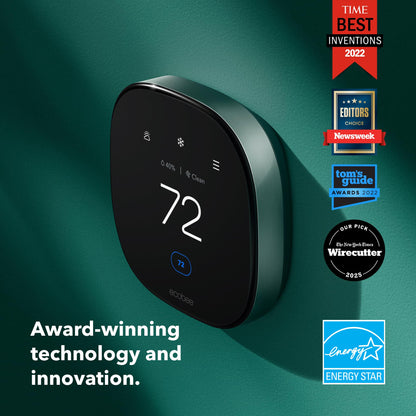 ecobee Smart Thermostat Premium with Smart Sensor and Air Quality Monitor - Programmable Wifi Thermostat - Works with Siri, Alexa, Google Assistant, Black