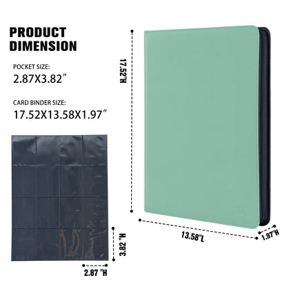 MORABTO Premium 1000+ Pockets Card Binder,16 Pockets Trading Card Binder Ringless Side Loading Trading Card Album Folder for TCG - Light Green