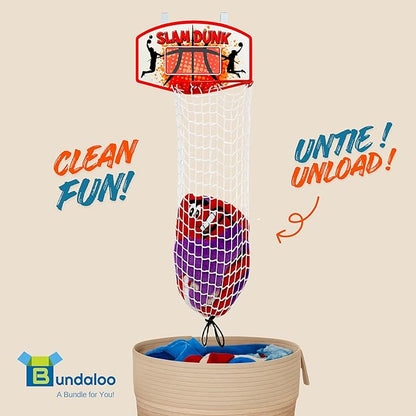 Bundaloo Basketball Laundry Hamper – Over-the-Door Hanging Hoop
