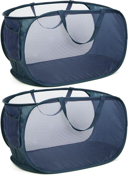 Durable Collapsible Laundry Baskets, Mesh Pop Up Laundry Hamper