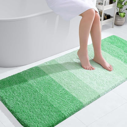 OLANLY Large Bathroom Rugs Mat 54x24, Extra Soft Absorbent Microfiber Bath Rugs, Rubber Backing, Quick Dry, Machine Washable Bath Mats for Bathroom Floor, Tub and Shower, Home Decor Accessories, Green