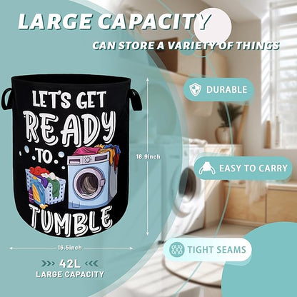 Let's Get Ready to Tumble Laundry Hamper Funny Text Laundry Basket