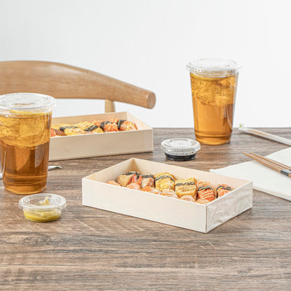 Restaurantware Wooden Bento Boxes 100 Pack of 7.9" x 4.8" Foldable Wooden Take Out Containers Sustainable Freezer-Safe Japanese Style Rectangular Lunch Boxes for Office, Camping, Sushi, Potluck