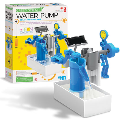 Green Science - Hybrid Solar Power Water Pump - Dual Power STEM Toys Educational Kit for Kids - Solar and Battery Operated Pumping System - Solar Robot - DIY Science Experiment Toy for Learning & Fun