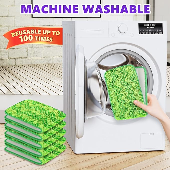 6 Pack Reusable Mop Pads Compatible