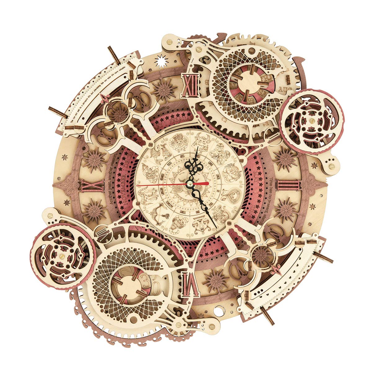 ROKR 3D Wooden Puzzle Clock Model 12"– DIY 168 PCS Mechanical Model Kit Toys Home Decor Elegant Gifts for Teens/Adults