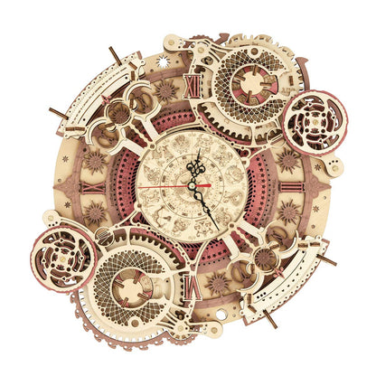 ROKR 3D Wooden Puzzle Clock Model 12"– DIY 168 PCS Mechanical Model Kit Toys Home Decor Elegant Gifts for Teens/Adults