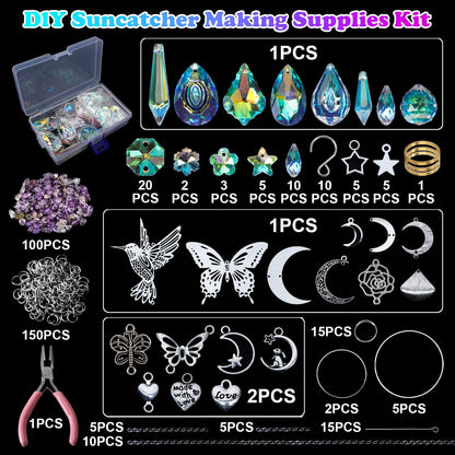 HYBEADS DIY Suncatchers, 400pcs Sun Catchers Making Supplies Kit Art and Crafts for Adults Hanging Prism Sun Catcher with Crystals Rainbow Maker for Indoor Window Home Wedding Garden Christmas Decor