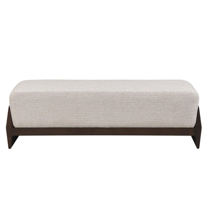 Christopher Knight Home Kingen 55'' Linen Fabric Upholstered End of Bed Ottoman, Wooden Living Room Ottoman Bench with Thick Soft Cushions, Long Entryway Bench, Long Seating for Bedroom, Brown + Beige