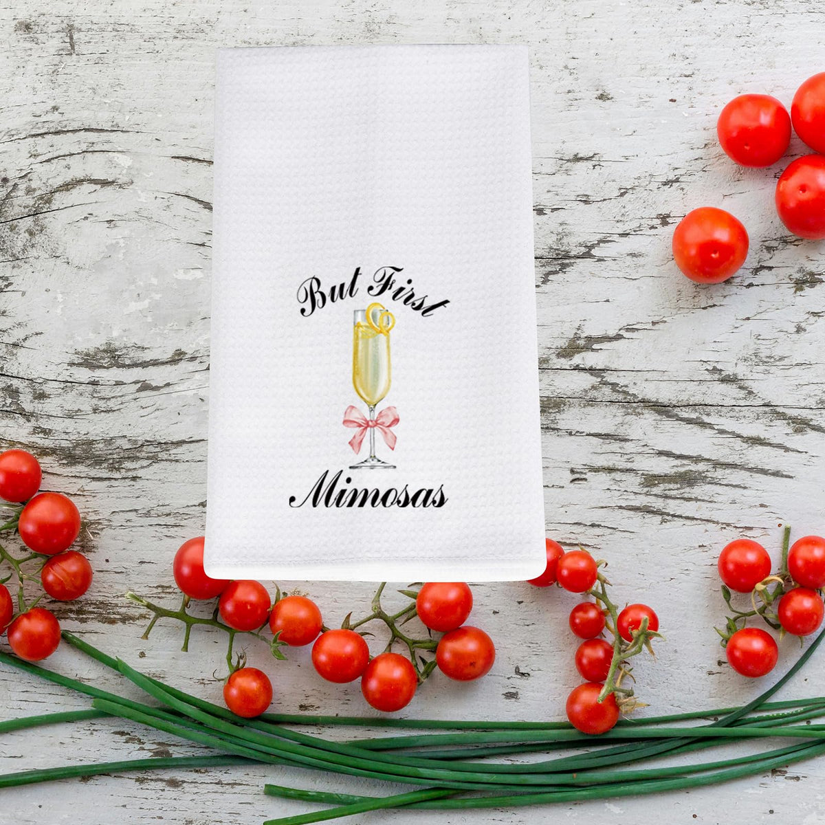JNIAP Mimosa Lover Gift But First Mimosas Kitchen Towel Summer Cocktail Party Gift (But First Mi-mo Towel)
