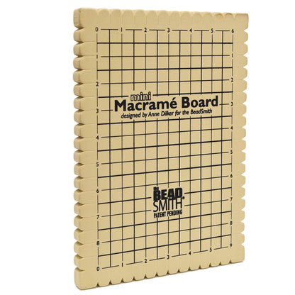 The Beadsmith Mini Macrame Board, 7.5 x 10.5 inches, 0.5-inch-Thick Foam, 6 x 9 Grid for Measuring, Bracelet Project with Instructions Included, Create Macrame and Knotting Creations