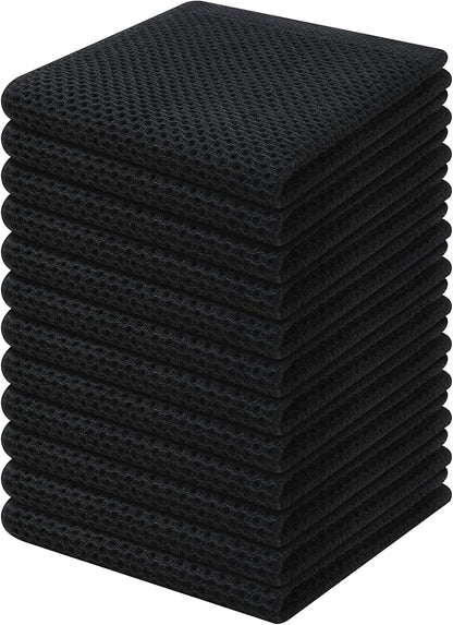 Kitinjoy 100% Cotton Kitchen Dish Cloths, 12 Pack Waffle Weave Ultra Soft