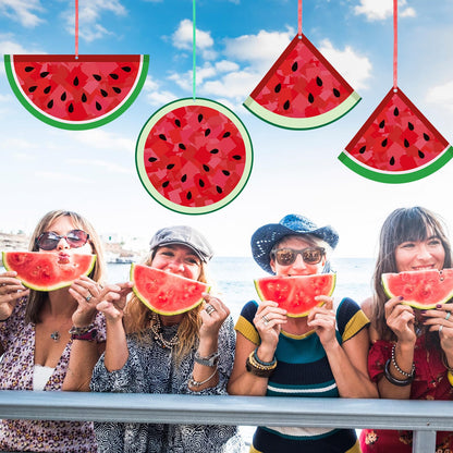 Motipuns 24 Set Summer Crafts Tissue Paper Craft Kits DIY Luau Hanging Ornament Cutouts Supplies Make Your Own Hawaiian Tropical Decorations for Summer Classroom Home Party Decor(Watermelon)