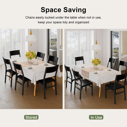 Feonase Dining Chairs Set of 6, Modern Kitchen Chairs with Ergonomic Backrest, MDF Board and Metal Legs, Dinner Chairs for Dining Room, Kitchen and Living Room, Easy Assembly, Black