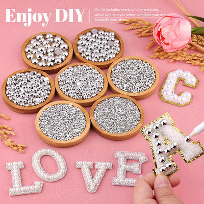 11000Pcs Flatback Pearls for Crafting(Silver), Assorted Size 2/3/4/5/6/8/10mm Half Pearl with 3Pcs 10ml B7000 Jewelry Glue, Bedazzling Bead for Crafts Clothing Tumblers Shoes Embellishment Nail Art