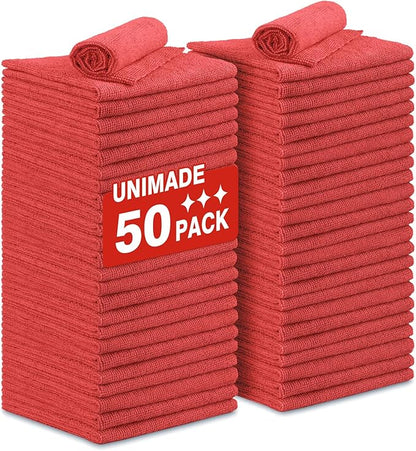 Shop Towels Rags, 50 Pack Reusable Shop Rags Bulk Microfiber Cleaning Cloth