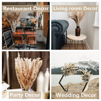 Bannifll 125 PCS Dried Pampas Grass Bouquet, Boho Table Decor, Bunny Tails Dried Flowers, Brown Pampas, White Pampas Grass for Weddings, Home Decor, Rustic Parties, and Baby Shower Decorations