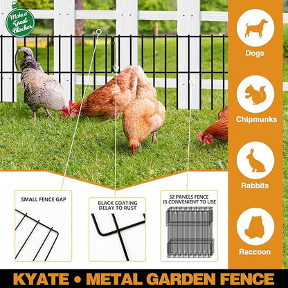 45.33ft(L) X 13inch(H) Animal Barrier Fence, 32 Panels No Dig Fences for Rabbit, Dog Digging Defense Ground Bottom Blockers, Rustproof Metal Border for Garden Outdoor Patio Landscaping