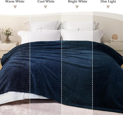 Exclusivo Mezcla Fleece King Size Bed Blanket, Ultra Soft, Lightweight and Fuzzy Navy Blue Blanket for Women, Home Decor, 90x104 Inches