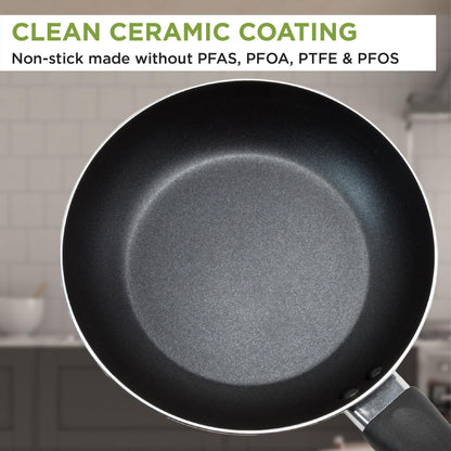 Ecolution Easy Clean Ceramic Nonstick Cookware Set, Dishwasher Safe Kitchen Pots and Pans Set, Comfort Grip Handle, Even Heating, Ultimate Food Release, 26-Piece, Red