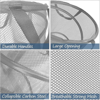 BATTOO Collapsible Laundry Baskets, Foldable Mesh Pop Up Hamper, Portable