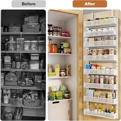 Pantry Door Organizers and Storage, 8-Tier Large Metal Heavy-Duty Frame Over