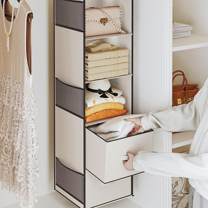 YOUDENOVA Hanging Closet Organizer, 5 Tier Hanging Closet Shelves
