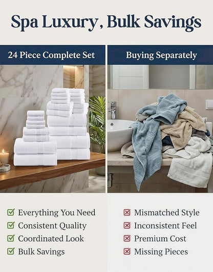 LANE LINEN 100% Cotton Bathroom Towel Set of 24