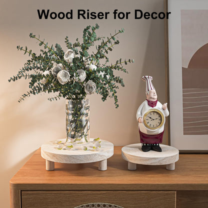 HAWHUV 3 Pcs Wood Plant Stand Indoor Outdoor, Round Wood Riser for Decor 6/8/10" Wooden Stool Display Stand Flower Pot Holder Small Planter Tray Modern Potter Decorative for Desktop Counter Room