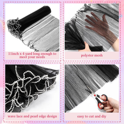 Gilprop 8 Pcs Flower Wrapping Mesh Paper, 11 Inch x 4 Yard Wavy Pearl Edge Wrinkled Packaging Mesh for Bouquets, Florist Supplies for Graduation Flower Warp Teacher Gifts (Multicolor)