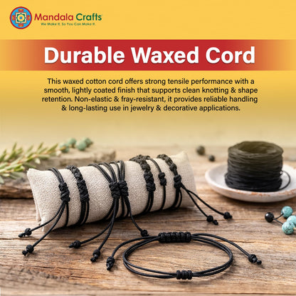 Mandala Crafts 1mm Dark Olive Green Cotton Waxed Cord for Jewelry Making, 109 Yards – Waxed Cotton String for Decorative Knotting and Accessory Assembly