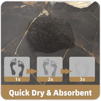 Color&Geometry Ultra Thin Bathroom Rugs Non Slip,Absorbent Quick Dry Bath Mats for Bathroom,Thin Bath Rugs Washable with Rubber Backing Fit Under Door Outside Shower,Gold-Veined Marble,17"x30"