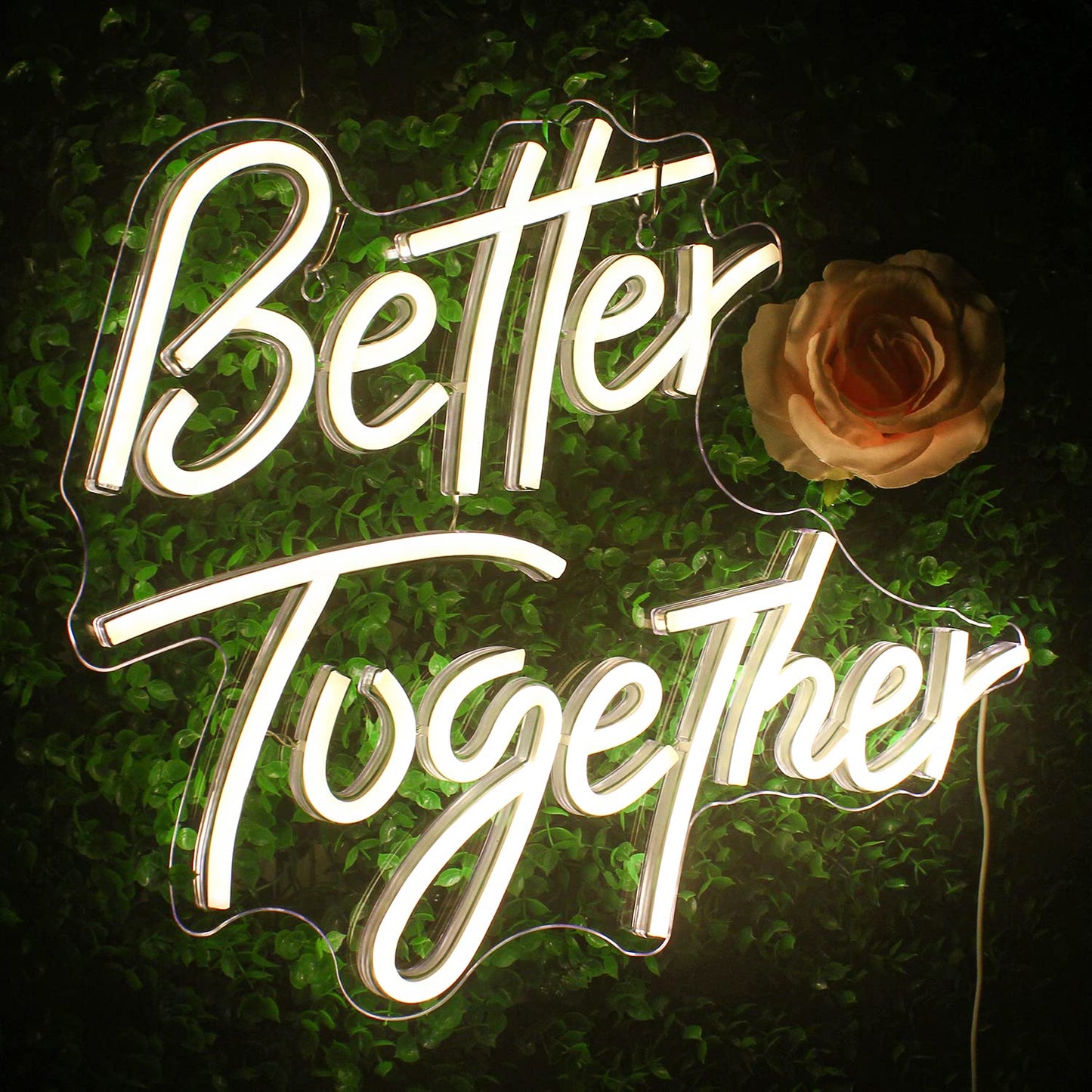 Looklight Better Together Neon Sign,Neon Light for Wall Decor,Wedding Neon Sign,Warm White Led Neon Light USB Letters Neon Signs Led Signs for Wedding,Engagement Party,Birthday