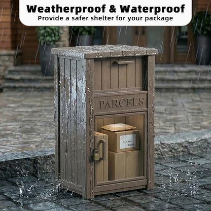 EFU Package Delivery Boxes for Outside, Lockable Anti-Theft Waterproof Delivery Boxes for Outside, Secure Parcel Drop Boxes for Porch & Curbside & House, Outdoor Package Box for Deliveries (Gray)
