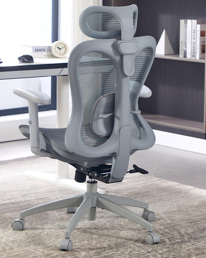 amseatec Ergonomic Office Desk Chair, Comfortable Computer Gaming Chair, Breathable Mesh Back & Seat, Adjustable Armrest & Headrest, Lumbar Support, Butterfly Design for Home Office, Gray