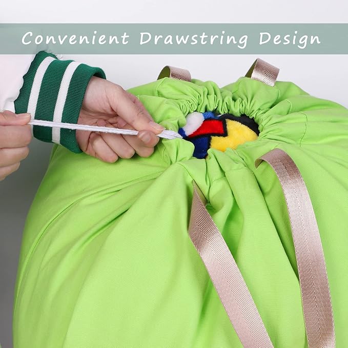 Cotton Canvas Laundry Bag with Handles & Drawstring Straps, Heavy Duty Extra