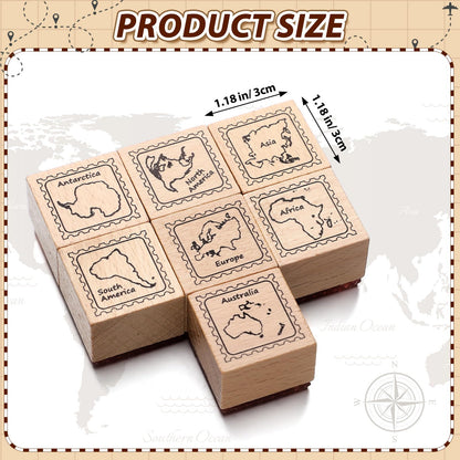 Tosstuki 7 Pcs Continent Rubber Stamp Frames Passport Stamps Continents Rubber Stamp Set for Card Making Decoration and Scrapbooking Supplies DIY Tools Gifts