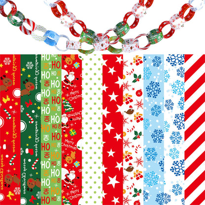 MIAHART 600 Piece Christmas Paper Chains - Festive Paper Craft Favors & Links for Merry Christmas & Party Decor