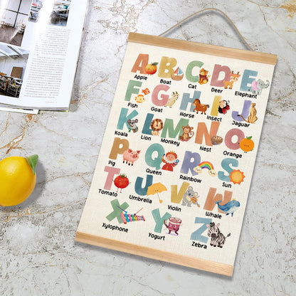 JIANGDAYO Educational Wall Art Decor for Daycare Set of 2,ABC Alphabet and 1-10 Number Chart Canvas Print Poster for Preschool, Toddler Learning Poster for Nursery Classroom Playroom 14x18.5inch