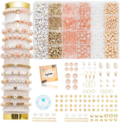 Xylise 6mm/8mm Crackle Glass Beads Bracelet Making Kit Crystal Glass Beads Jewelry Making Kit, Friendship Bracelet kit for DIY Crafts Gifts