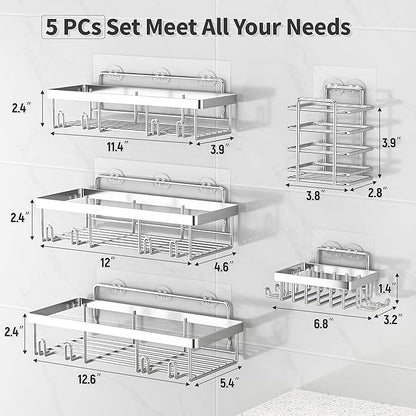 5 Pack Shower Caddy Organizer Rack Shelf