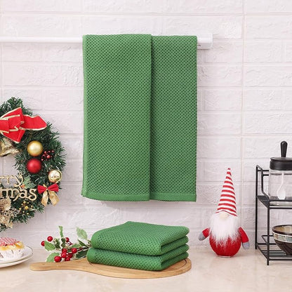 Kitinjoy 100% Cotton Waffle Weave Kitchen Hand Towels