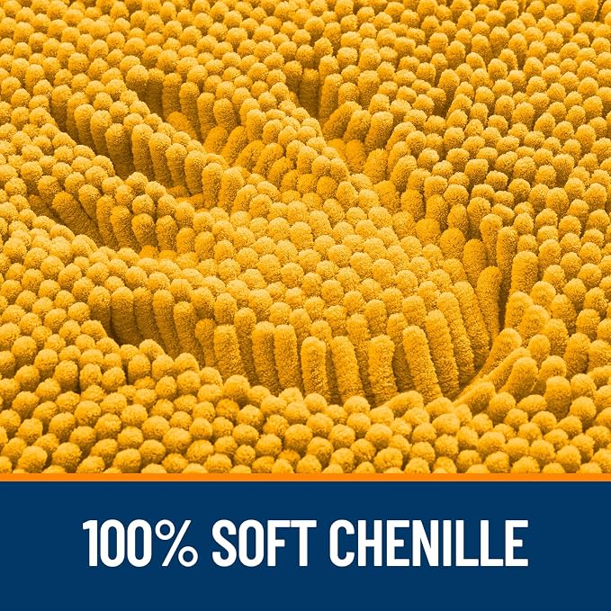 OLANLY Large Bathroom Rugs 44x32, Soft Absorbent Chenille Bath Rugs, Rubber Backing Quick Dry, Machine Washable Bath Mats for Bathroom Floor, Tub and Shower, Home Decor Accessories, Golden Yellow