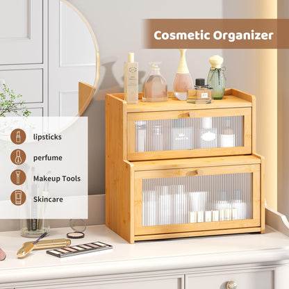 FILWH Bread Box for Kitchen Countertop Double Layer Large Corner Bread Box Capacity Bread Storage Bin Farmhouse Breadbox Container Organizer Cabinet Cupboard Nature