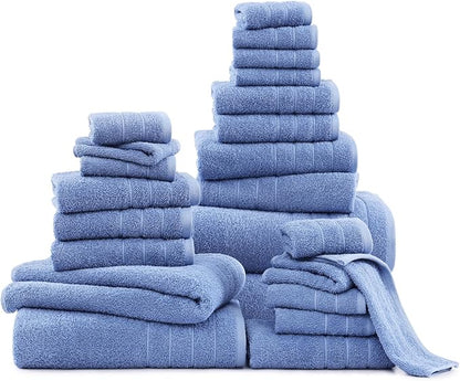 Casa Platino 100% Cotton Bathroom Towels Set – 24 Pc Family Pack – Soft &