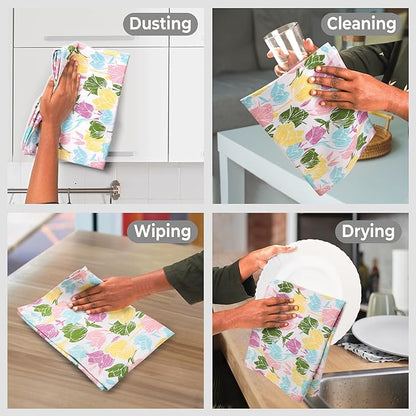 Urban Villa Collection Kitchen Towels Tulip Flowers Multi Color Premium Quality