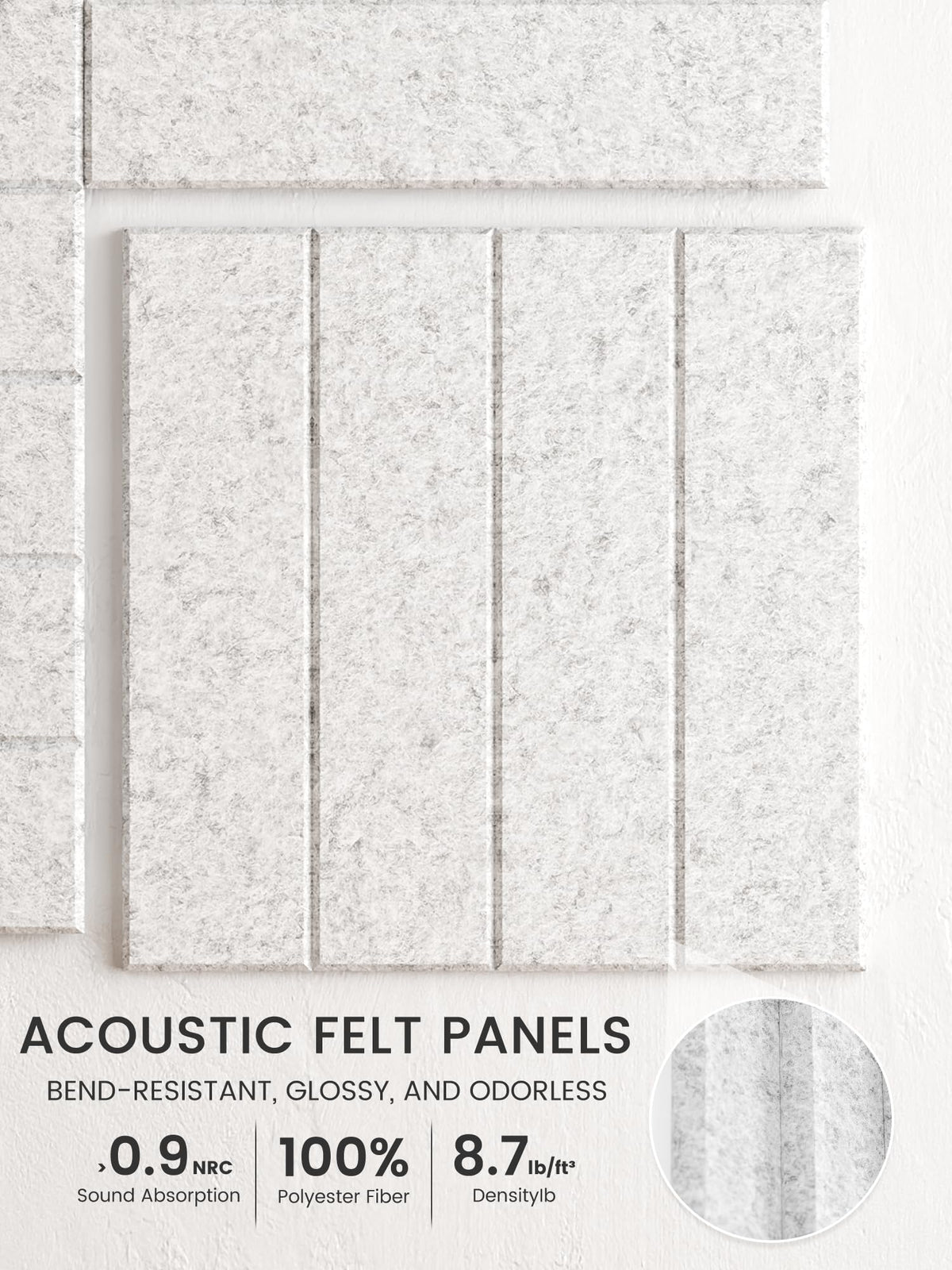 Bumusty Large Cork Board Alternative-48 x 36" Felt Bulletin Board Tiles, with 30 Pushpins, 70 Adhesive Tabs, Bold-Stripe 12-Pack, Cork Boards for Office Push Pin Board Felt Board-Light Gray